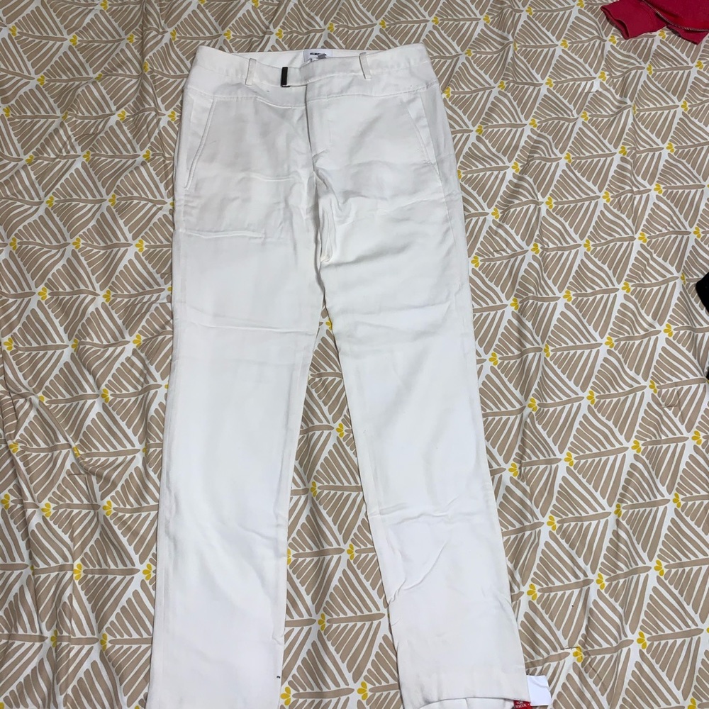 Helmet Lang white linen and cotton pants